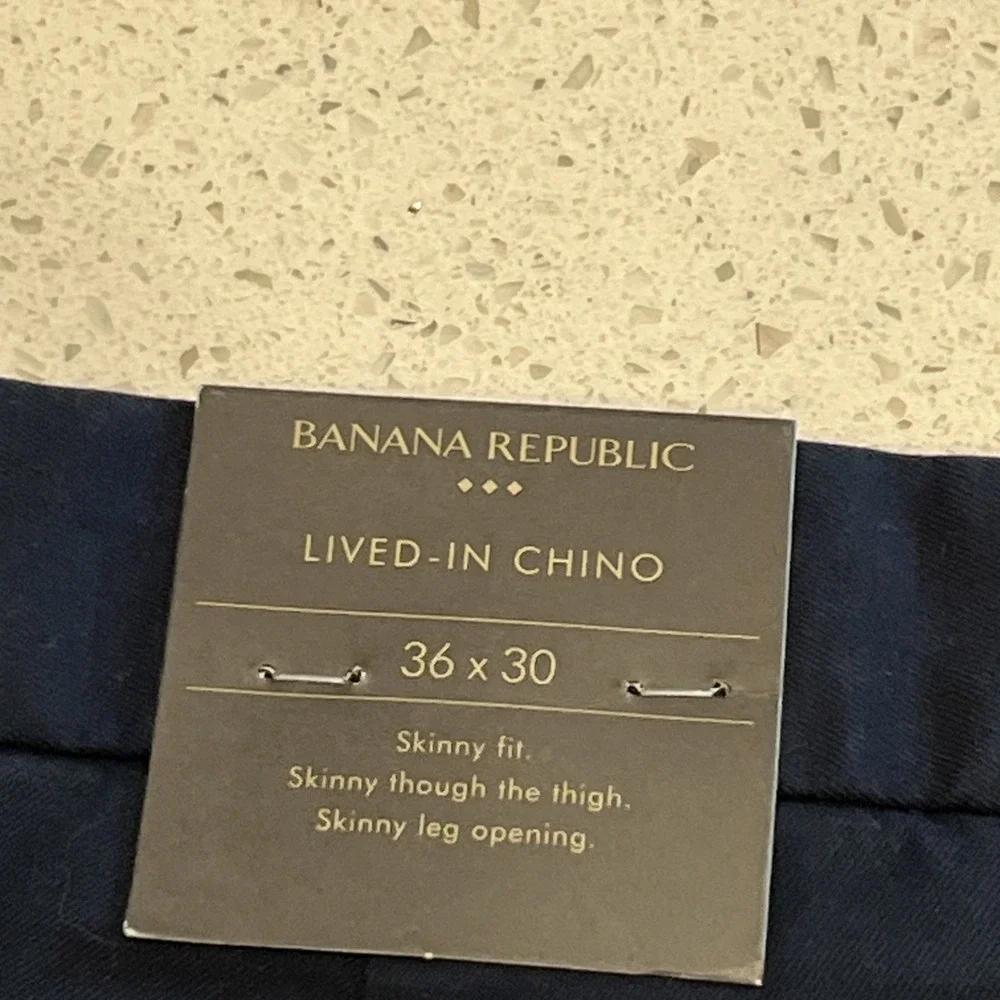 NEW Banana Republic Pants Mens 36X30 Navy Blue Slim Fit Lived-In Chino Stretch